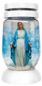 Kahanec na hrob 3D Mária, 22 cm, sklenený, s náplňou na 36 hodín