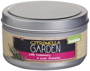 Sviečka proti komárom Bolsius Jar Citronella, rozmarín, v plechovej dóze