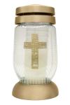Kahanec na hrob 3D S 04 Kríž, 21 cm, sklenený, s náplňou na 36 hodín
