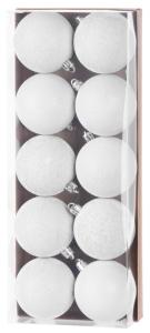 Vianočné gule na stromček 10 ks, biele, 6 cm