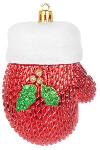 Ozdoba na vianočný stromček sada, 2 ks, 10 cm, rukavice, červené