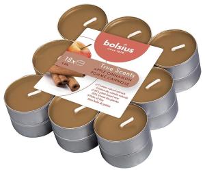 Čajové sviečky Bolsius Tealight True Scents, škorica/jablko, balenie 18 ks