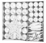 Gule na vianočný stromček sada, 50 ks, 4-5 cm, biele, hviezda, girlanda, šiška