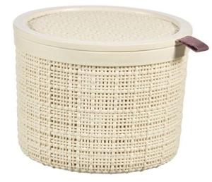 Košík s vekom Curver JUTE ROUND, 2 l, béžový, 17×13 cm