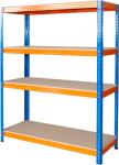 Regál Racks RAT60 HD – kovový, 4 police, 180x180x60 cm, 600 kg/polica
