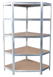 Regál Racks RAT80 – rohový, kovový, 5 políc, 180x90x40 cm, 150 kg/polica