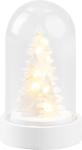 Vianočná dekorácia Biely stromček v kupole, LED, teplá biela, 9 cm