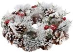 Adventný veniec MagicHome, so zasneženou čečinou, 31x8,5 cm