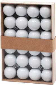 Súprava 24 bielych vianočných gúľ na stromček, plastové, 3 cm