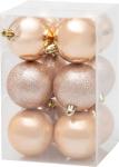 Súprava 12 ružovo-zlatých vianočných gúľ, 6 cm