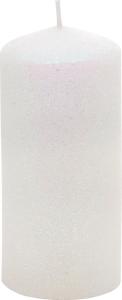 Biela sviečka MagicHome, 5,5×12 cm, s glitrami, 23 h horenia