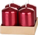 Adventné sviečky MagicHome, 4×6 cm, červené, metalický efekt, sada 4 ks