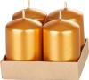 Adventné sviečky MagicHome, 4×6 cm, zlaté, metalický efekt, sada 4 ks