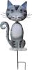 Záhradná dekorácia Mecco Mačka, plech, sivá, zapichovacia, 25,5x3,5x61 cm