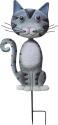 Záhradná dekorácia Mecco Mačka, plech, sivá, zapichovacia, 25,5x3,5x61 cm