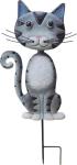 Záhradná dekorácia Mecco Mačka, plech, sivá, zapichovacia, 25,5x3,5x61 cm