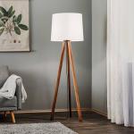 Quitani stojacia lampa Alos, orech, biely chintz, trojnožka