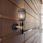 Nástenné svietidlo Norma, 42 cm, čierna/mosadz, sklo, E27