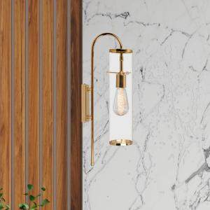 Nástenné svietidlo Leona, zlatá farba, výška 57 cm, kov, E27