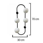 Nástenné svietidlo Indra, čierne, výška 70 cm kov, 4 svetlá.