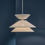 Závesná lampa FRANDSEN Kiku biela, Ø 35,5 cm, kov/látka