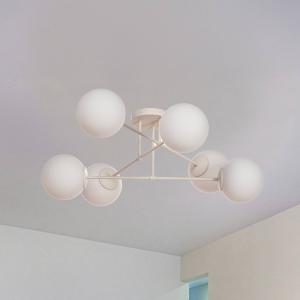 Stropné svietidlo Moon, 87 cm, 6 svetiel, piesková farba, sklo, E27