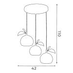 Závesná lampa Apple mix, farebná, kovová, Ø 42 cm, 3 svetlá, E27