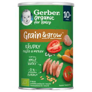 GERBER Organic chrumky pšenično-ovsené s rajčinami a mrkvou 35 g