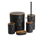 HowHomely Kúpeľňový set REINA 5 ks čierna/hnedá