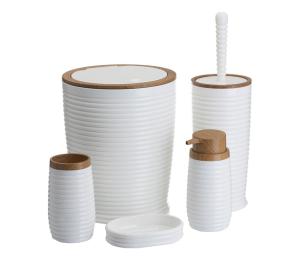 HowHomely Kúpeľňový set CAROL 5 ks biela/hnedá