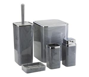 HowHomely Kúpeľňový set GRIS 5 ks šedá/chróm