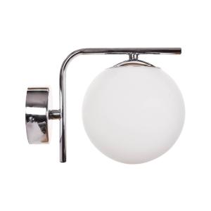 Nástenné svetlo Aurora, chrómová farba, sklo, 17 cm, guľa, E14