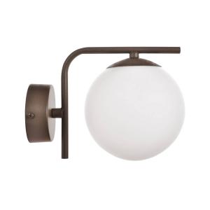Nástenné svetlo Aurora, hnedé, sklo, výška 17 cm, guľa, E14