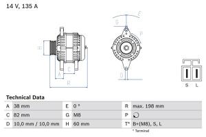 BOSCH Alternátor 0 986 082 190