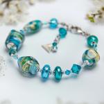 Lampglas Náramok s 24karátovým zlatom a rýdzim striebrom v perlách Lampglas Little Mermaid BRO24