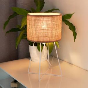 Stolová lampa Trixi s drôteným rámom biela/béžová, látka, E14