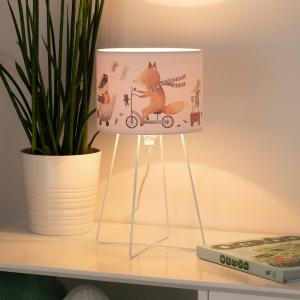 Detská stolová lampa Ferdi, textil, kov, biela, farebná