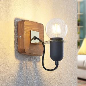 Drevené nástenné svietidlo Lucande Becky, 1-plameňové, čierne