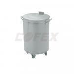 Nerezový odpadkový kôš, 90 l – pojazdný