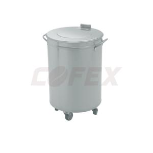 Nerezový odpadkový kôš, 90 l – pojazdný