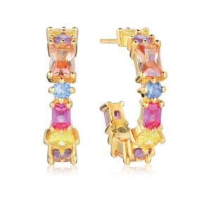 Sif Jakobs Pozlátené náušnice s farebnými kubickými zirkónmi Ivrea SJ-E12312-XCZ-YG