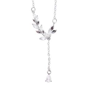 Oliver Weber Módny strieborný náhrdelník s kryštálmi Gentle 61318 (retiazka, prívesok)
