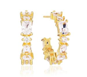 Sif Jakobs Pozlátené náušnice s kubickými zirkónmi Ivrea SJ-E12312-SK-YG