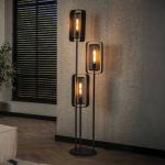 Stojacia lampa Alma, 3 svetlá, čierna, kov, otočné sieťované tienidlo