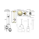 Závesné svietidlo Portemo, dymová sivá/niklová, Ø 37 cm, 2-svetelné sklo