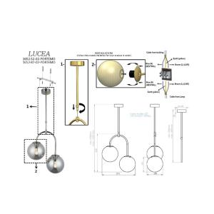 Závesné svietidlo Portemo, dymová sivá/niklová, Ø 37 cm, 2-svetelné sklo