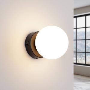 Nástenné svietidlo You, čierne, Ø 12 cm, oceľ/sklo