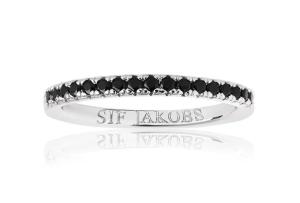 Sif Jakobs Strieborný prsteň s čiernymi kubickými zirkónmi Ellera SJ-R2869-BK 50 mm