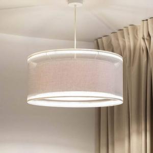 Závesné svetlo Duo Den Light, krémová farba, Ø 50 cm, ľan, PVC