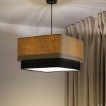 Závesné svietidlo Kwadro Duo, čierna/béžová, 50x50cm, juta/satén